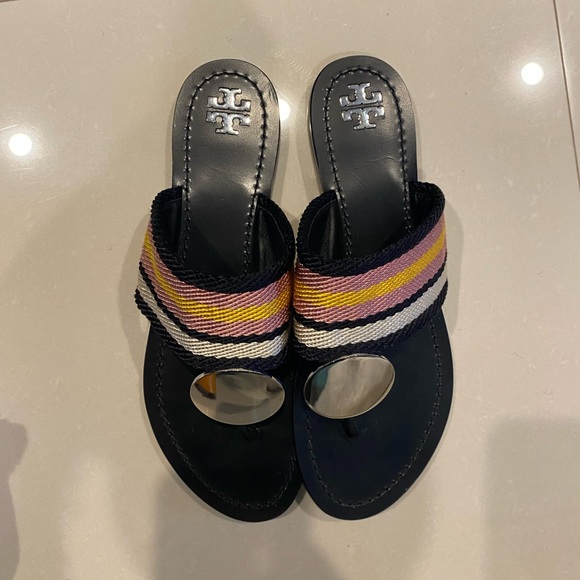 Tory Burch Black Sandals with Multicolor Straps - Picture 6 of 6